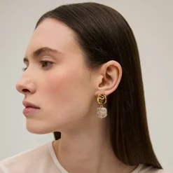 Boucles d'oreilles Rainbow Square petit modèle - Cristal de roche