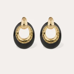 Boucles d'oreilles Selva grand modèle acetate - Noir
