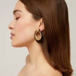Boucles d'oreilles Selva grand modèle acetate - Noir