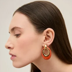 Boucles d'oreilles Selva petit modèle acetate - Corail