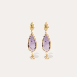 Boucles d'oreilles Serti Goutte petit modèle - Améthyste