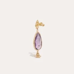 Boucles d'oreilles Serti Goutte petit modèle - Améthyste
