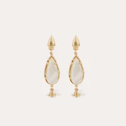 Boucles d'oreilles Serti Goutte petit modèle - Nacre blanche