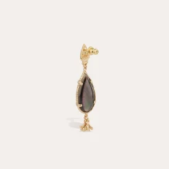 Boucles d'oreilles Serti Goutte petit modèle - Nacre grise