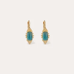 Boucles d'oreilles Serti Talisman petit modèle - Apatite bleue