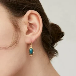 Boucles d'oreilles Serti Talisman petit modèle - Apatite bleue