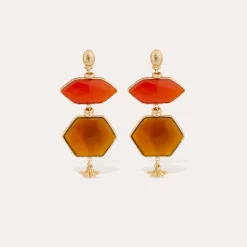 Boucles d'oreilles Silenza - Calcite rouge & jaune