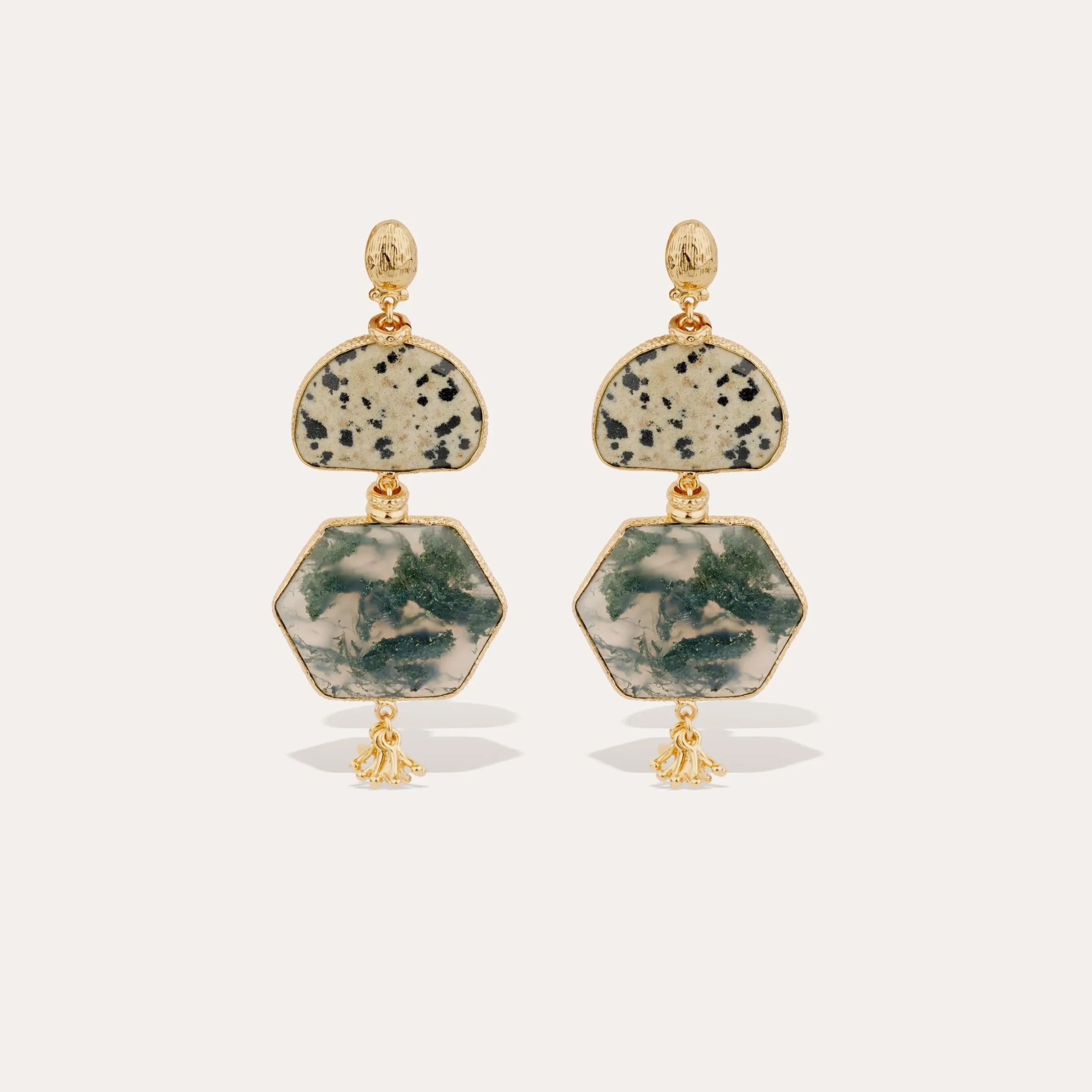Boucles d'oreilles Silenza - Jaspe Dalmatien & Agate verte