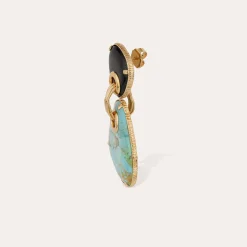 Boucles d'oreilles Silia grand modèle - Turquoise & Onyx noir