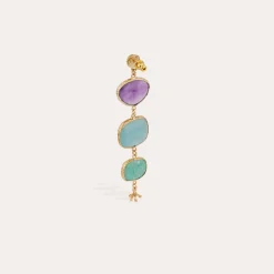 Boucles d'oreilles Silène - Améthyste, Amazonite & Quartz Bleu