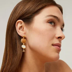 Boucles d'oreilles Silène petit modèle - Bois & Nacre blanche
