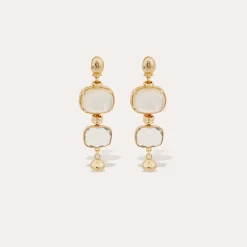 Boucles d'oreilles Silène petit modèle - Nacre blanche & Cristal