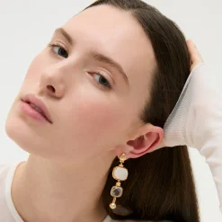 Boucles d'oreilles Silène petit modèle - Nacre blanche & Cristal