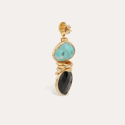 Boucles d'oreilles Sirena - Turquoise & Onyx noir