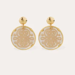 Boucles d'oreilles Sun Diva grand modèle - Nacre blanche