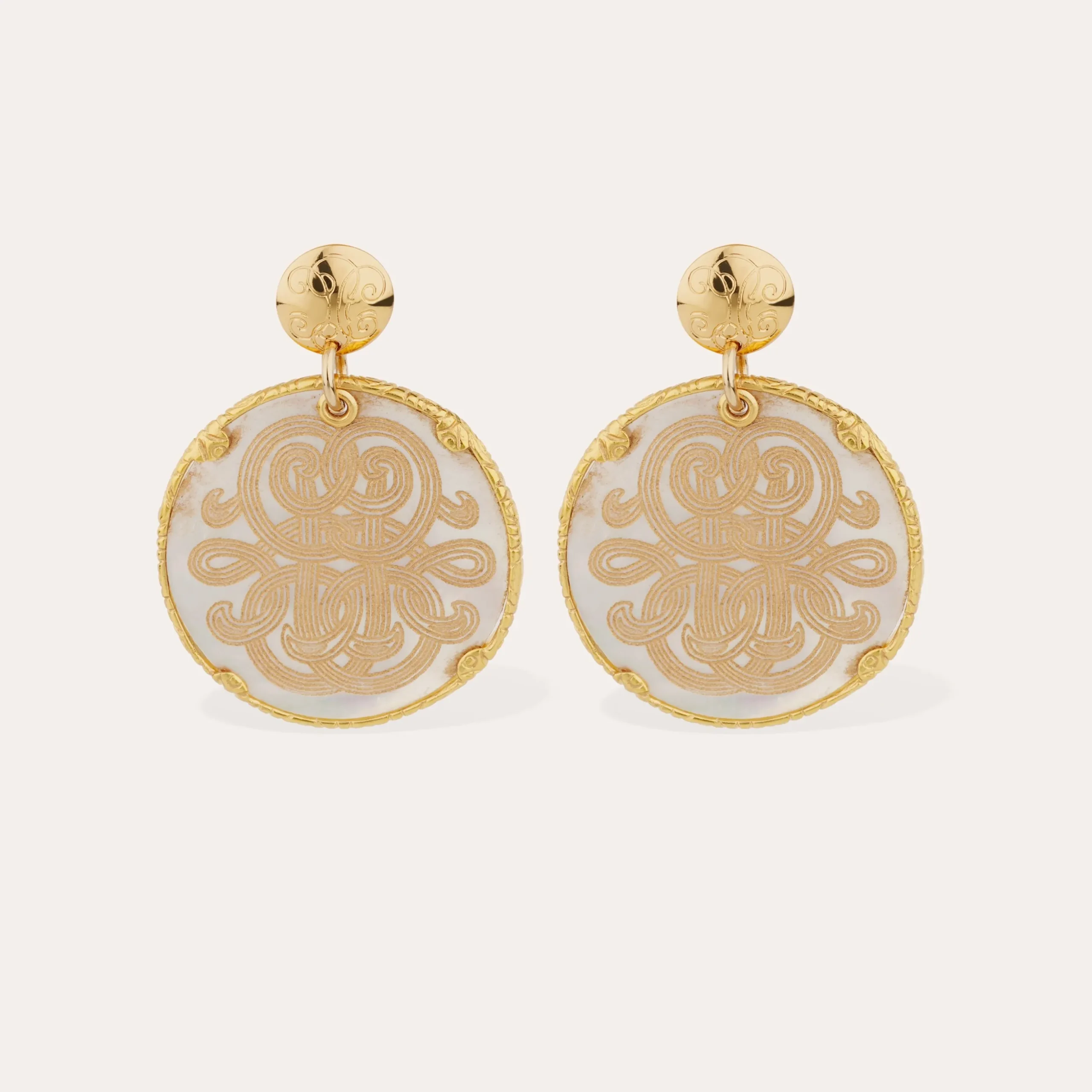 Boucles d'oreilles Sun Diva grand modèle - Nacre blanche