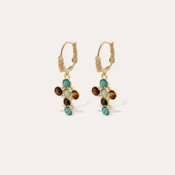 Boucles d'oreilles Tao Cruzita - Turquoise & OEil de Tigre