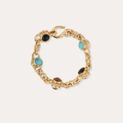 Bracelet Amarante multi - Turquoise, Basalte noire & Bois