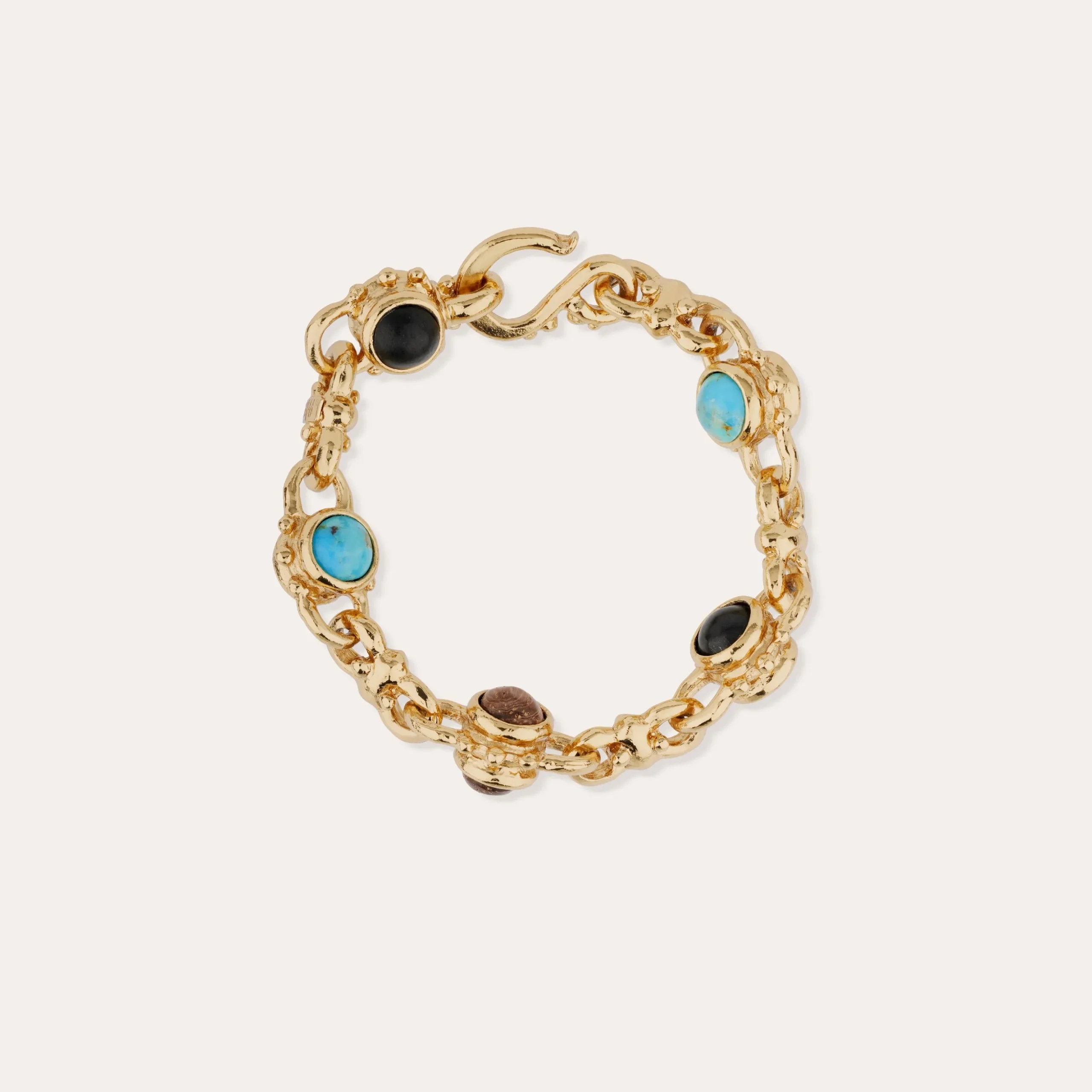 Bracelet Amarante multi - Turquoise, Basalte noire & Bois