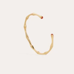Bracelet Bambou cabochons jonc mini - Cornaline