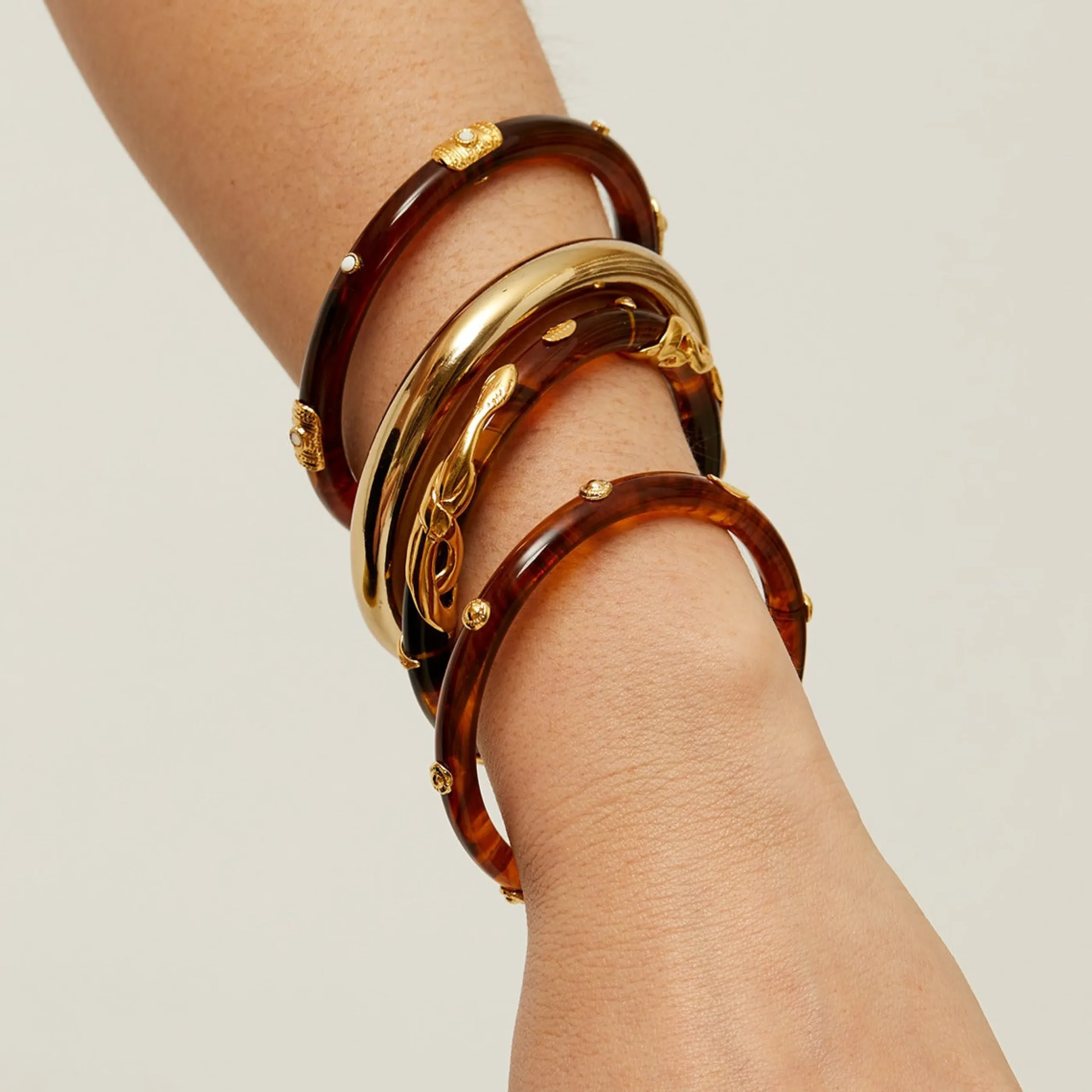 Bracelet Cobra jonc acétate - Marron