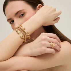 Bracelet jonc Amarante torsade - Nacre Blanche & Oeil de tigre