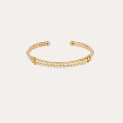 Bracelet Lyre jonc grand modèle - Nacre blanche