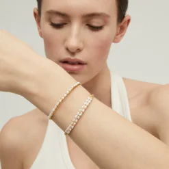 Bracelet Lyre jonc grand modèle - Nacre blanche