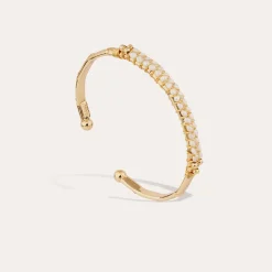 Bracelet Lyre jonc grand modèle - Nacre blanche