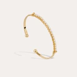 Bracelet Lyre jonc petit modèle - Nacre blanche