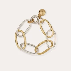 Bracelet Maille Ovale grand modèle bicolore