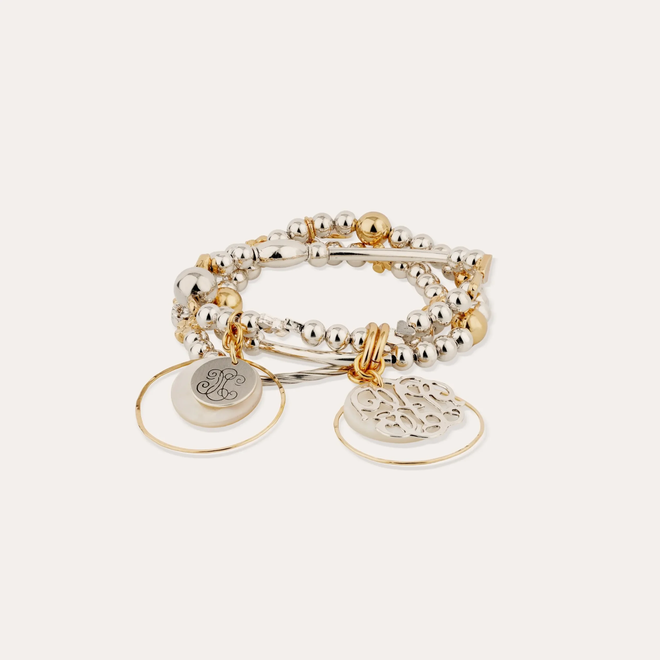 Bracelet Merlin Idylle bicolore - Nacre blanche