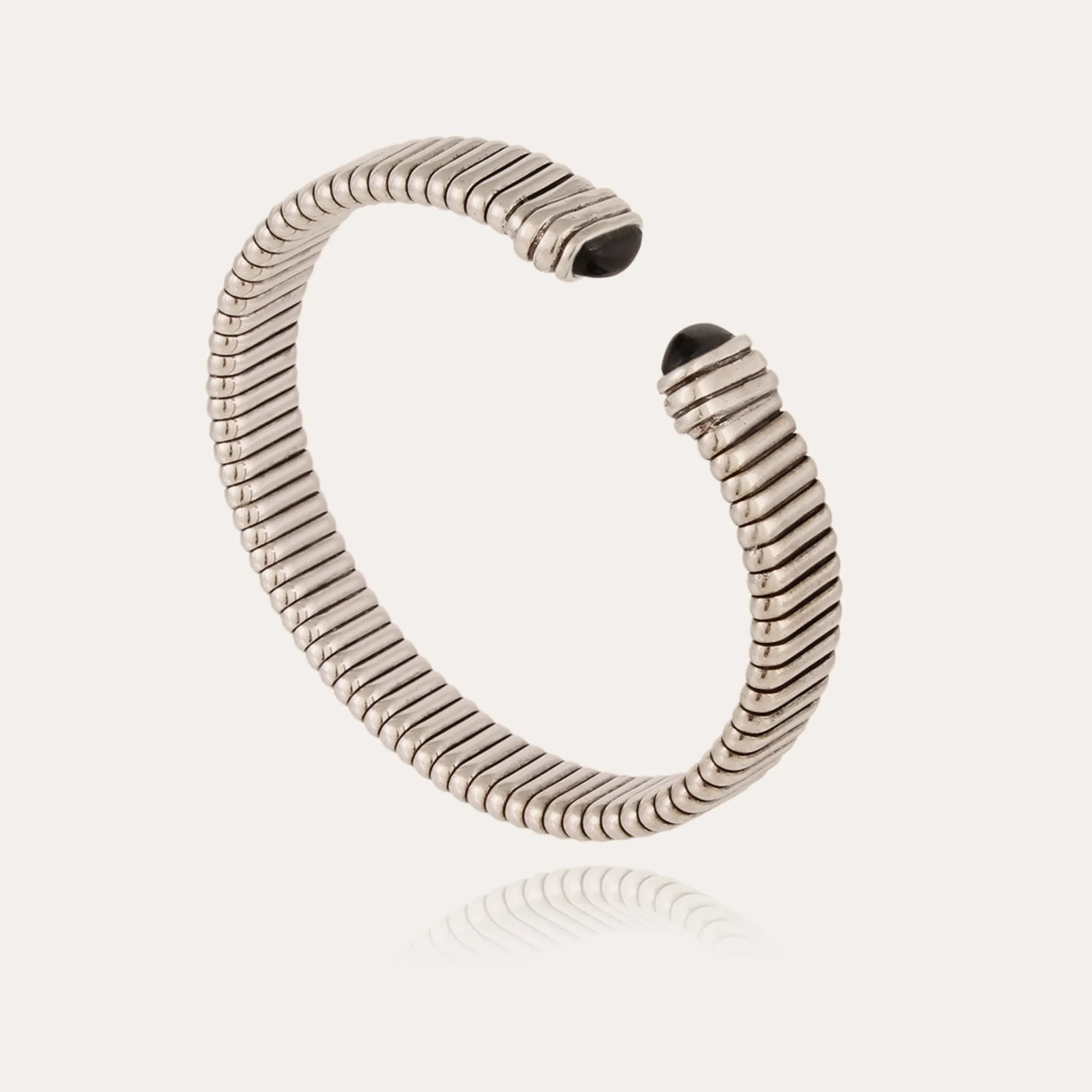 Bracelet Milos cabochons large - Basalte noir