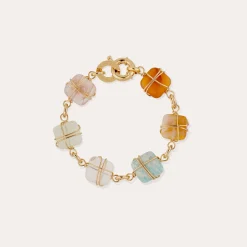 Bracelet Rainbow Square Multi petit modèle - Cornaline, Cristal & Amazonite