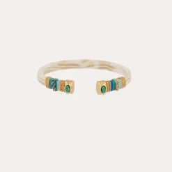 Bracelet Sarina acétate - Ivoire - Malachite