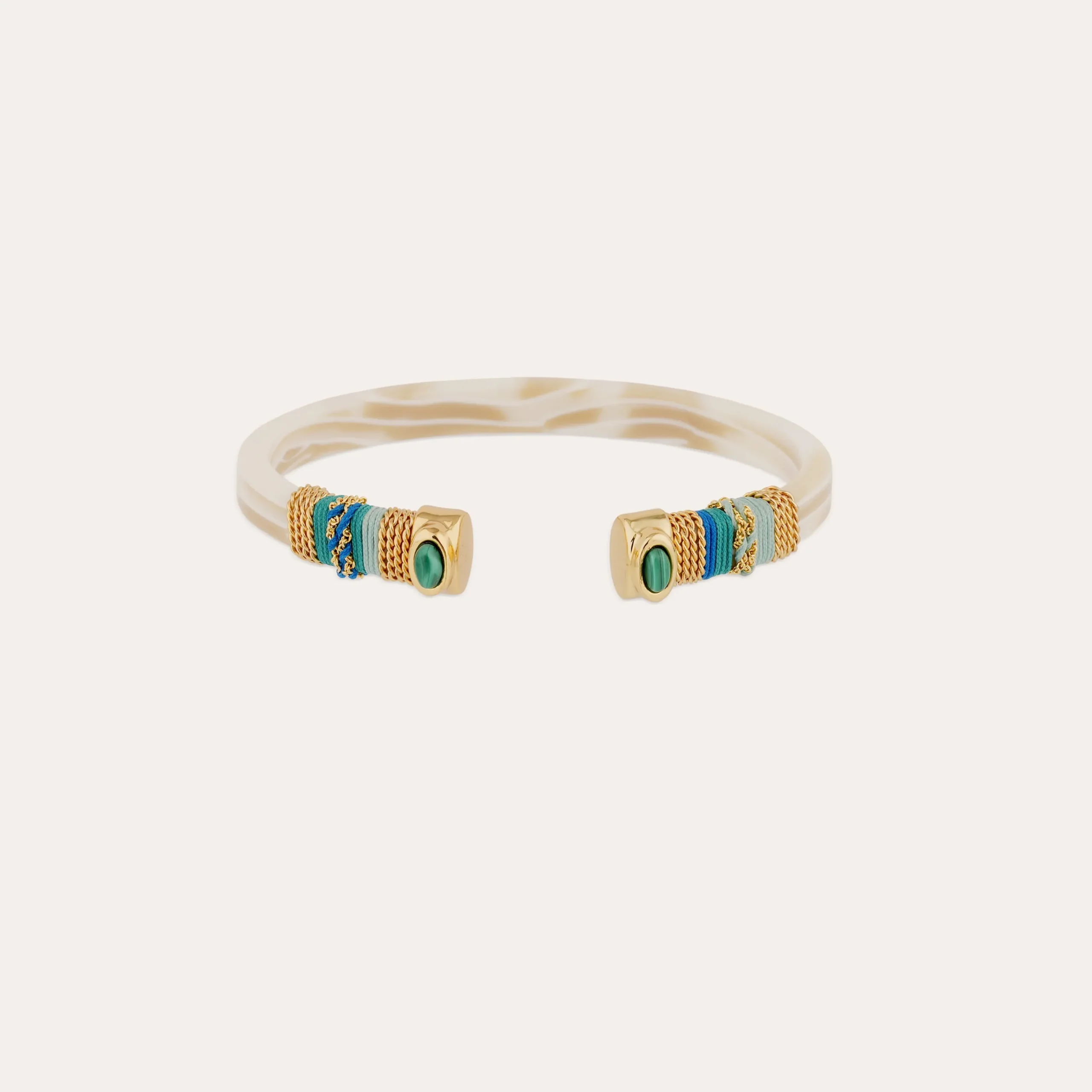 Bracelet Sarina acétate - Ivoire - Malachite