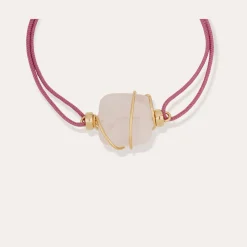 Bracelet Square mini lien - Quartz rose