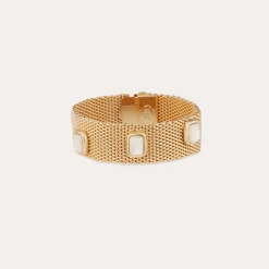 Bracelet Totem Pierre grand modèle - Nacre blanche