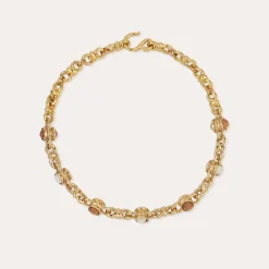Collier Amarante cabochons multi - Nacre blanche & Bois
