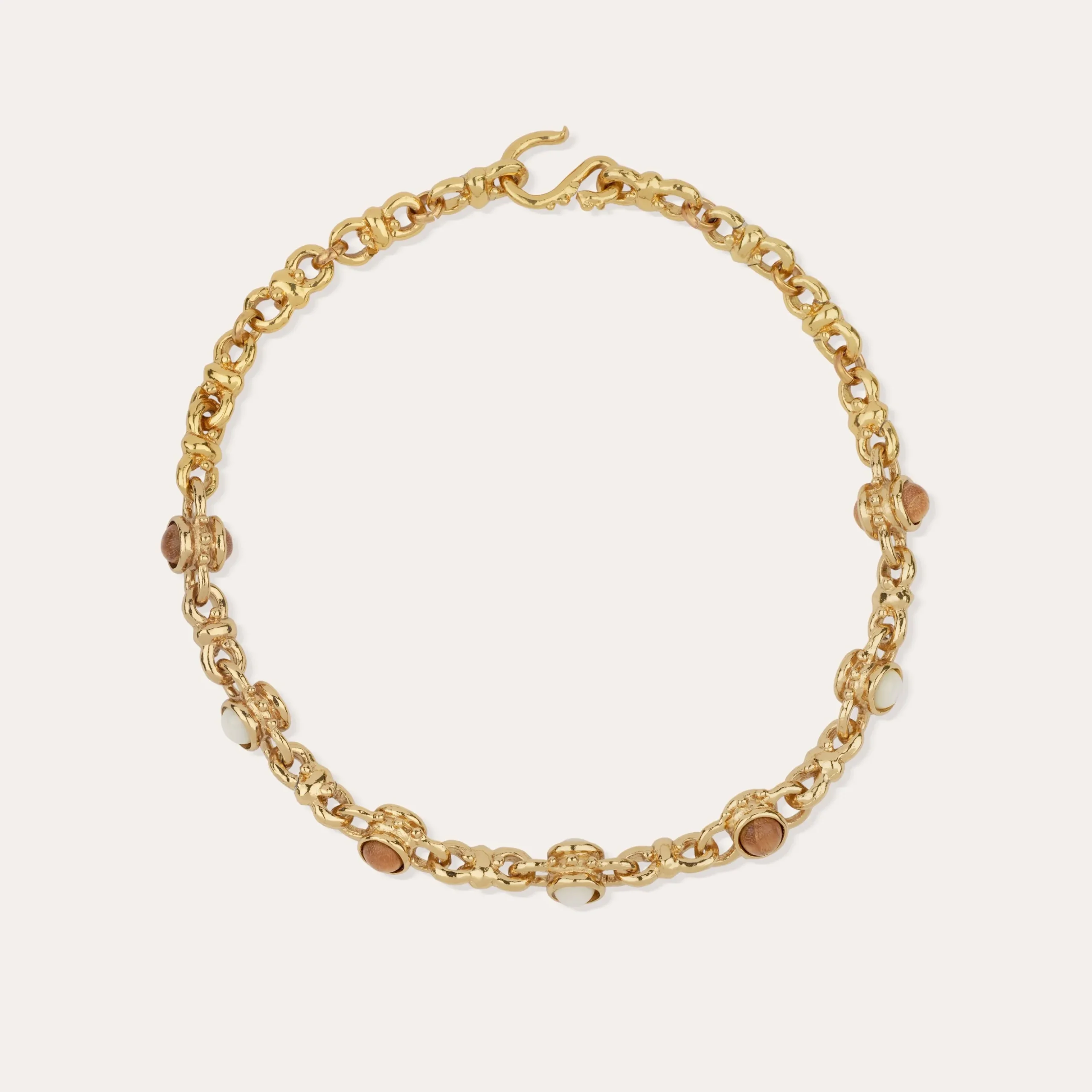 Collier Amarante cabochons multi - Nacre blanche & Bois