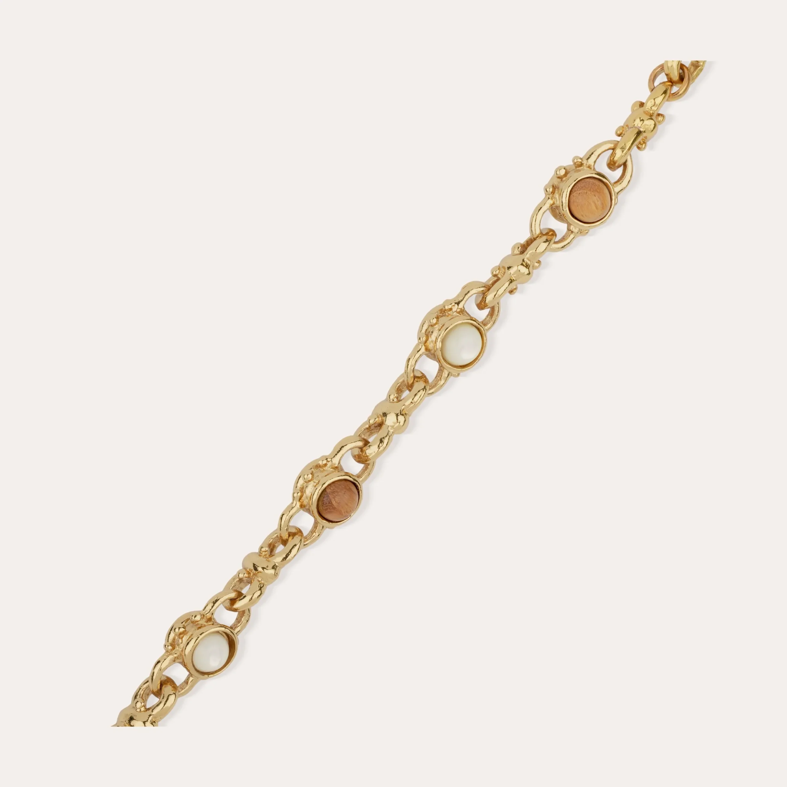 Collier Amarante cabochons multi - Nacre blanche & Bois