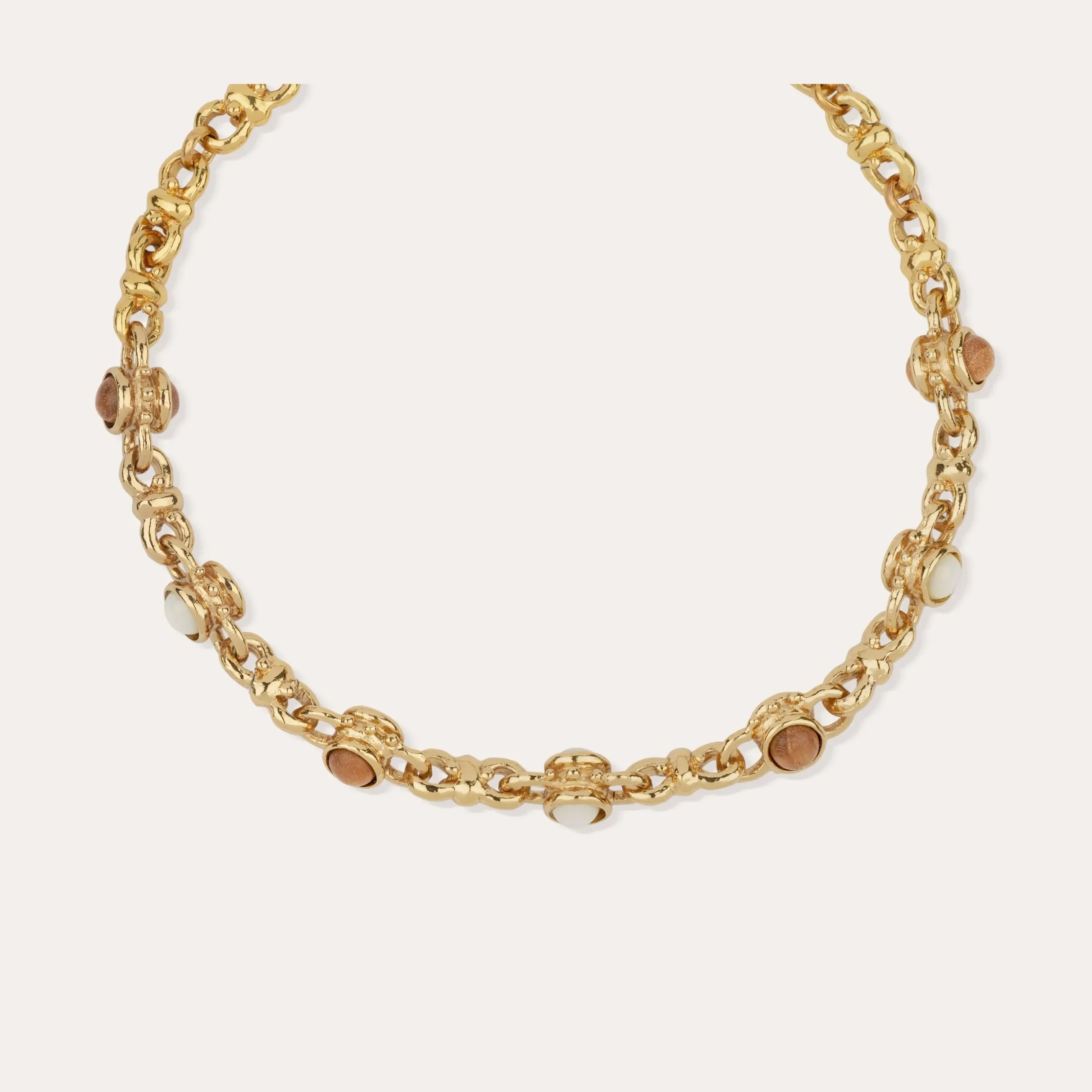 Collier Amarante cabochons multi - Nacre blanche & Bois