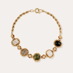 Collier Amarante multi - Vesonite, Basalte noir & Bois