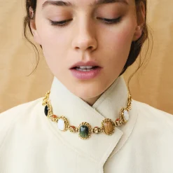 Collier Amarante multi - Vesonite, Basalte noir & Bois