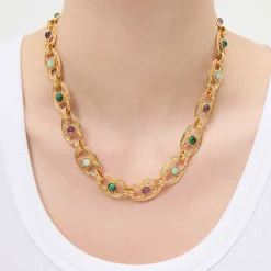 Collier Carthage - Malachite, Améthyste & Amazonite