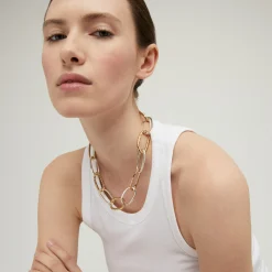 Collier Maille Ovale grand modèle bicolore