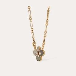 Collier Mirage Trèfle - Nacre grise