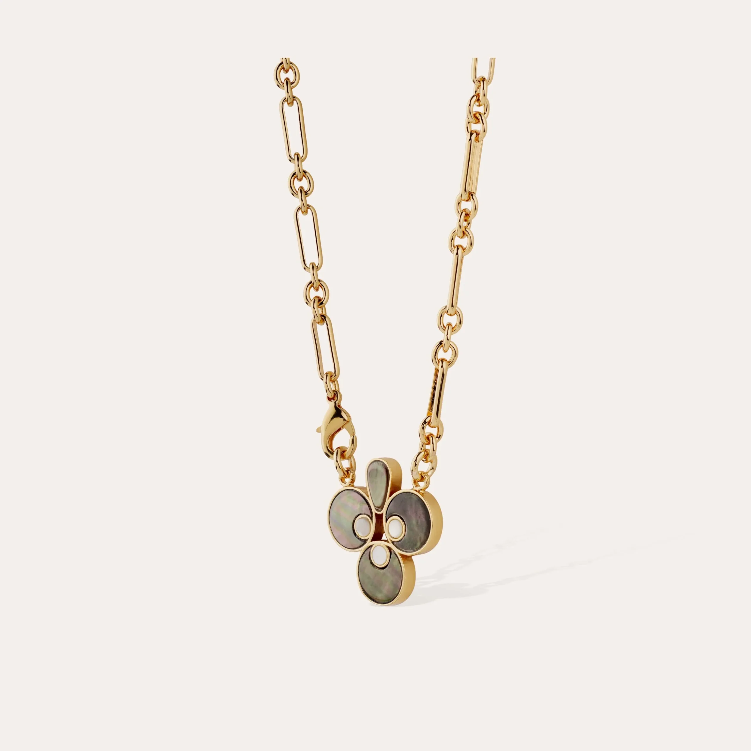 Collier Mirage Trèfle - Nacre grise