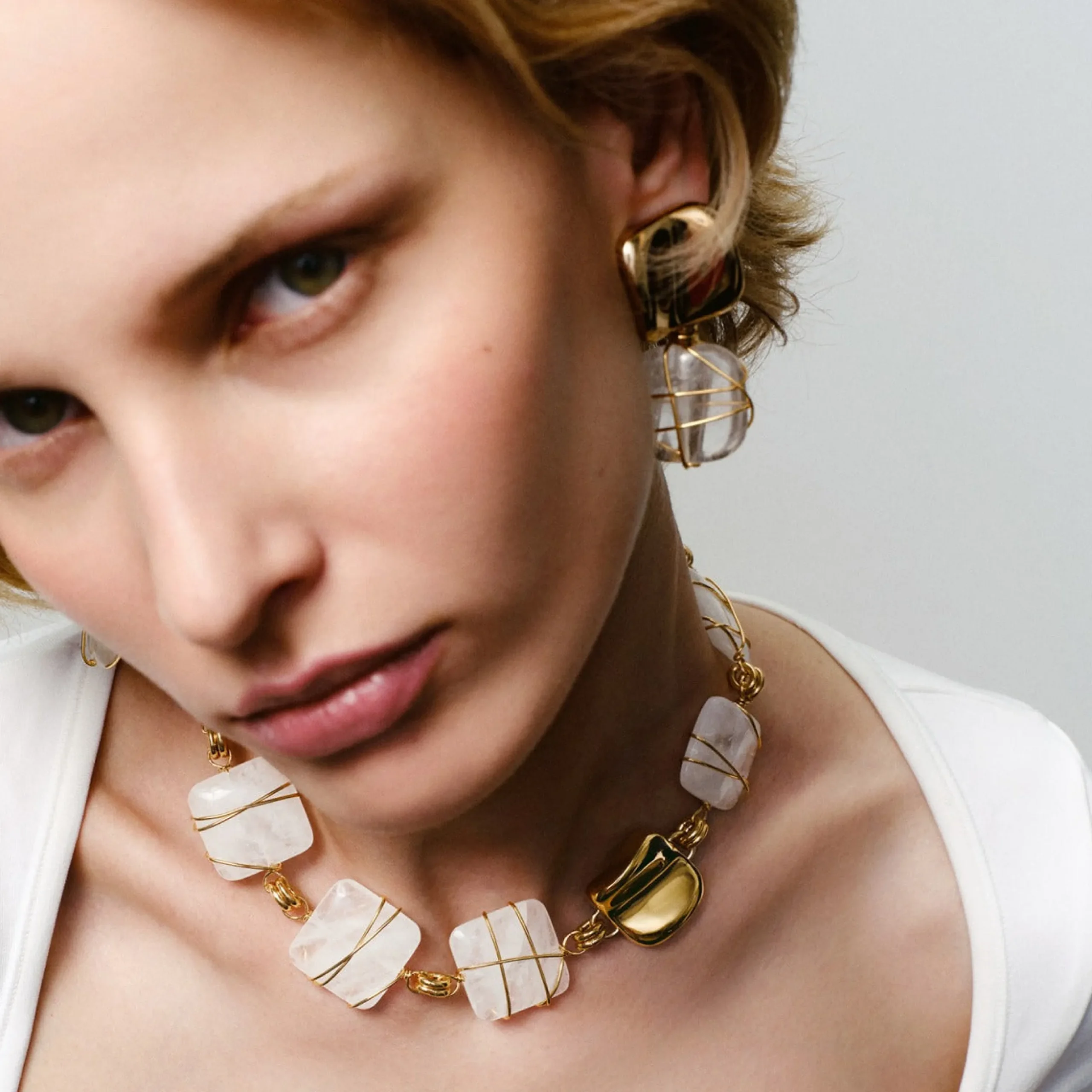 Collier Rainbow square - Cristal de roche