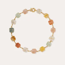 Collier Rainbow Square Multi petit modèle - Cornaline, Amazonite & Cristal de roche